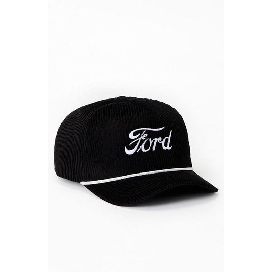 FORD Men's Black Script Corduroy Snapback Hat