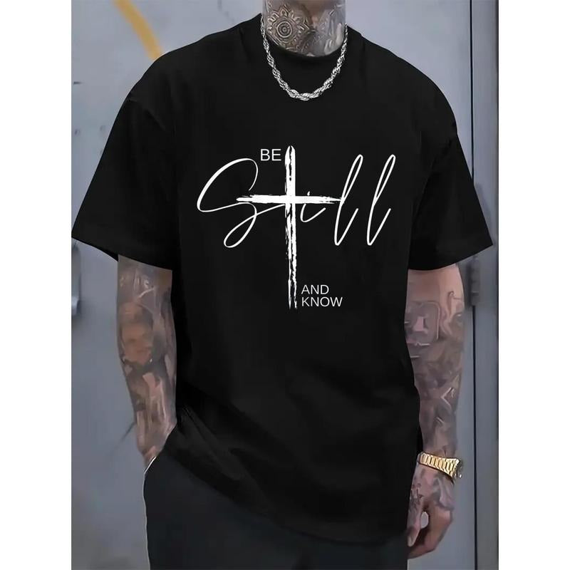 [Faith Christian Jesus Print Tee] Casual Faith Christian Jesus Print T-Shirt - Crew Neck Short Sleeve Comfort Tee Top - Men's Spring & Summer Clothing Made in USA