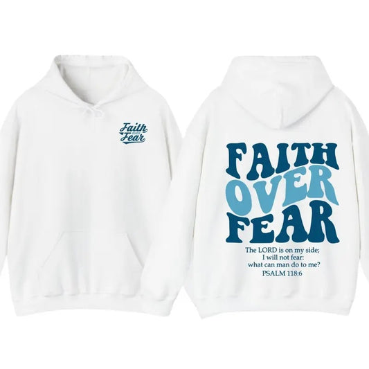 Faith Over Fear Christian Hoodie Bible Verse, Aesthetic Christian Hoodie, Jesus Hoodie, Religious Hooded