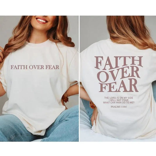 Faith Over Fear Christian, Jesus Tshirt, Trendy Shirt, Aesthetic Clothes Comfort Cotton