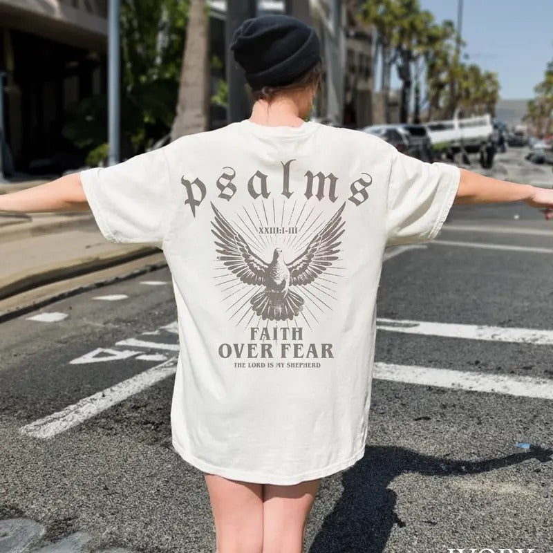 Fajth 0ver Fear Christian Crewneck Christian 2 side Shirt Christian Streetwear Bible Verse Shirt Christian Merch Faith Based Shirt