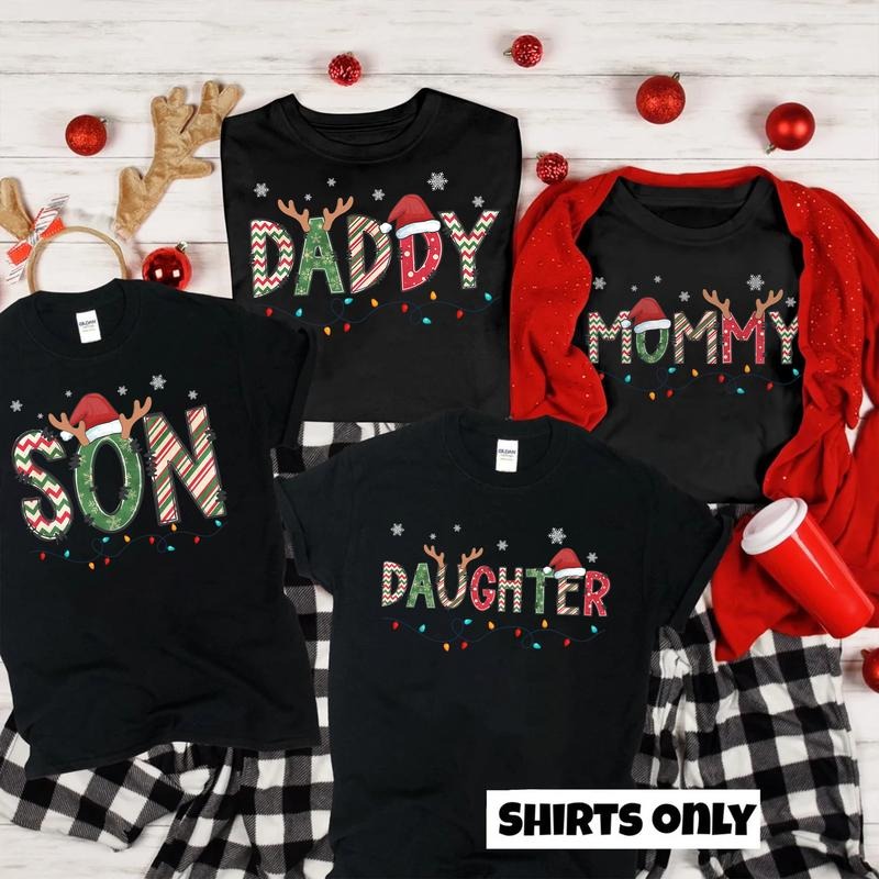 Family Christmas Matching T-shirt, Family Christmas Shirt, Cute Xmas Gift, Mom Dad Kids Holiday, Christmas Party Tee