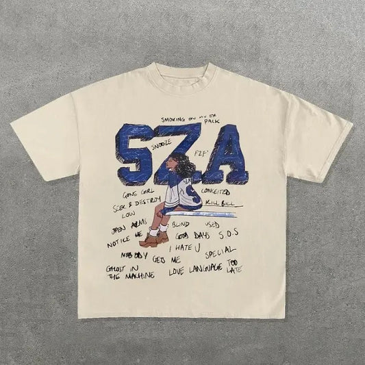 Fashion SZA Print Short Sleeve T-Shirt, Vintage SZA Graphic Tee, Music Rap Tee, Hip Hop, R&B, Y2k, Unisex T-Shirt, Gift For Men Women Menswear Top Streetwear