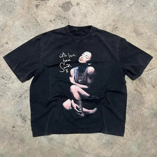 Fashion Sade Print Short Sleeve T-Shirt, Vintage Sade Graphic tee, Y2k, Music Tee, Unisex T-Shirt, Gift For Men Women