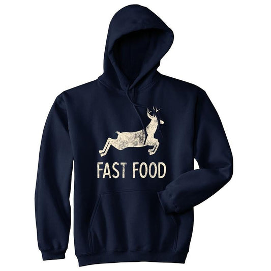 Fast Food Hoodie Funny Deer Hunting Sarcasm Gift for Hunter Graphic  Sweatshirt Funny Hoodies Hunting Hoodie Funny Sarcastic Pullover Novelty Sweatshirt Navy -