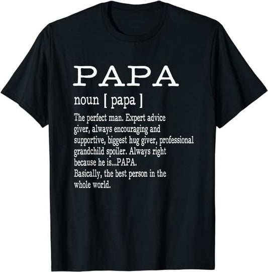 Father's Day T-Shirt, Gifts For Dad, Papa Definition Grandpa Father's Day Gifts - Men T-Shirt Menswear Top Underwear Tshirt