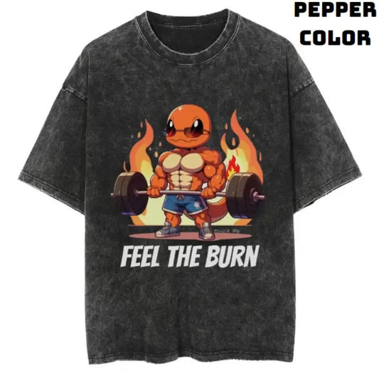 Feel The Burn Vintage Tee, Charmander T-Shirt, Pokemon Tee, Anime Shirt, Animation Graphic Tees, Gym Shirt, Unisex T-Shirt, Gift For Men Women