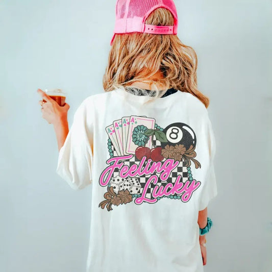 Feeling Lucky Western Retro Checkered Rodeo Shirt, graphic tees women, western outfits women, western tops clothing, rodeo cowgirl outfits women, country concert outfits, shirt, sweatshirt, hoodie