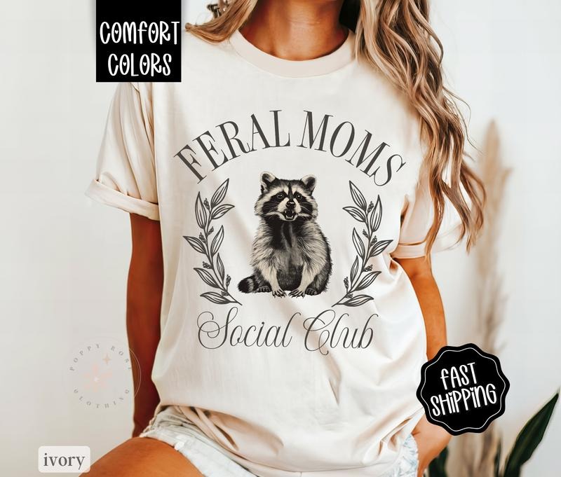 Feral Moms Club Shirt Comfort Colors, Mom Shirt, Oversized Graphic Tshirt, Women's Tshirts, Mama Shirt, Funny Mom Tee