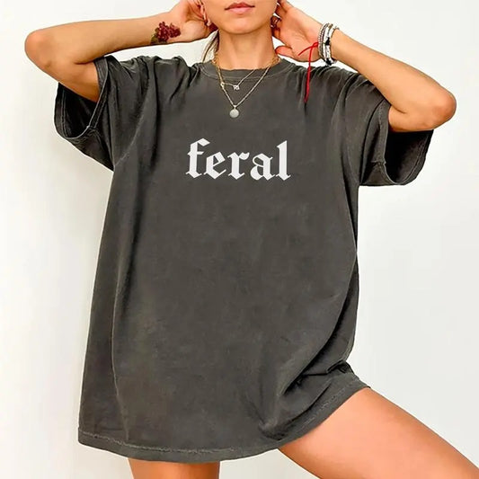 Feral Shirt, Feral Human T-shirt, Funny Graphic Printed Tee, Feral Unisex Soft Fabric Short Sleeve Tee, Comfort Shirts For Feral Wife, Feral Mama, Feral Girl, Feral Dude, Women's Tops, Womenswear, Menswear, Cotton Fabric Relaxed Fit Chic Style