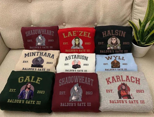 (Fill in the design you want in the note or message)Adventure Awaits, Astarion Baldur's Gate 3 Characters Fan Gamer Sweatshirt, Laezel, BG3 Shadowheart, Fantasy and Gaming Apparel Sweatshirt