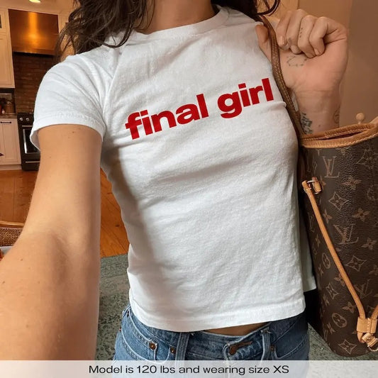Final Girl Horror Fan Halloween Y2k Baby Tee Y2k Shirt Trendy Baby Tee Halloween Party Baby Tee Vintage 90s Aesthetic Baby Tee Shirt Gift graphic  tees