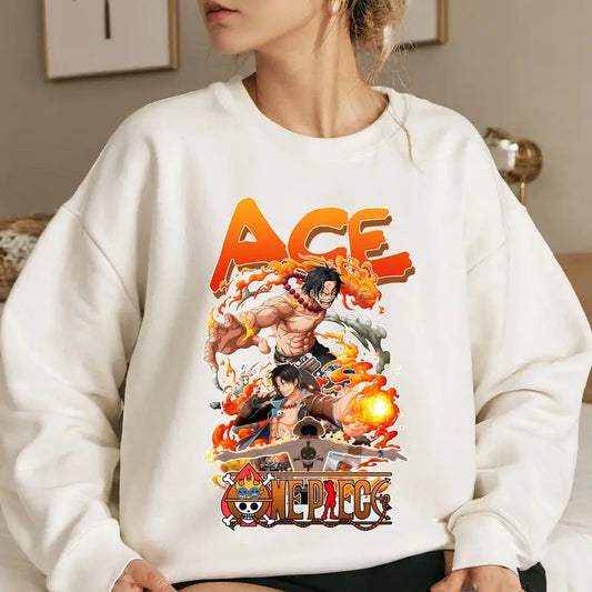 Fire Fist Whitebeard Pirates OP Shirt Crewneck Hoodie, Anime Shirt Comfort Cotton