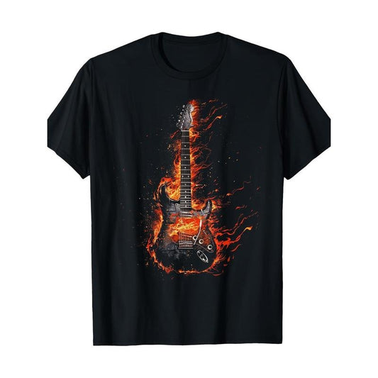 Flame T-shirt Electric guitar T-shirt for men made in usa
