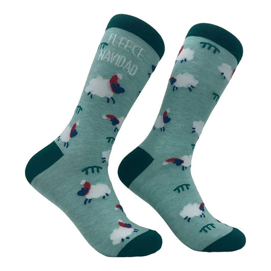Fleece Navidad Socks Funny Cute Xmas Sheep Novelty Footwear Funny Graphic Socks Comfortable Fitted Spandex Cotton