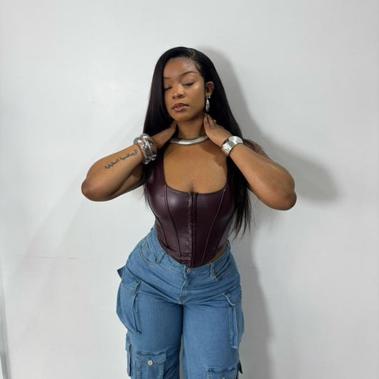Flirty Faux Leather Tank Corset - Stylish Design for Women, High-Quality Material, Versatile Layering Option, Chic Womenswear Accessory