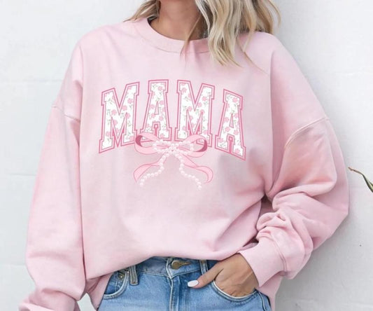 Flirty Mom Bow Sweatshirt, Oversized Mom Sweater, Mother's Day Gift, Trendy Bow Sweater, Cozy Mom Sweater, Casual Outfit for Mothers