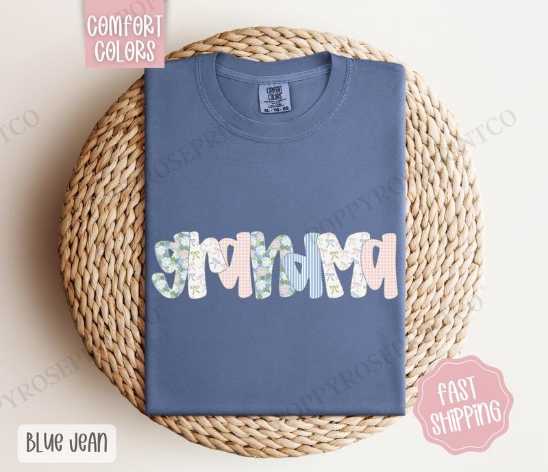 Floral Grandma Comfort Colors Shirt, Cute Spring Grandma Tshirt, Coquette Grandmother Tee