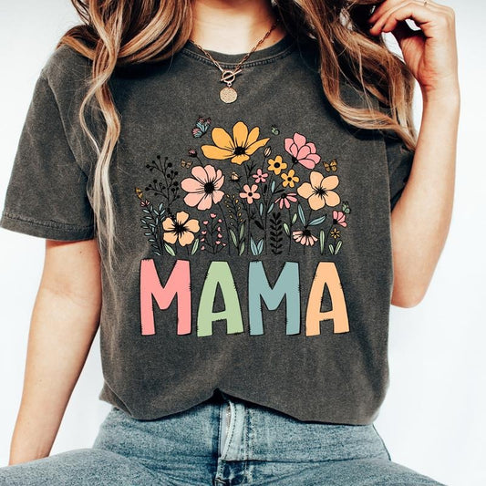 Floral Mama Shirt, Mother's Day Shirt, Wildflowers Mama Shirt, Floral Mama Shirt, Mama Tee Gift, Unisex T-Shirt, Short Sleeve Tee Shirt, Gifts For Mother, Gifts For Birthday