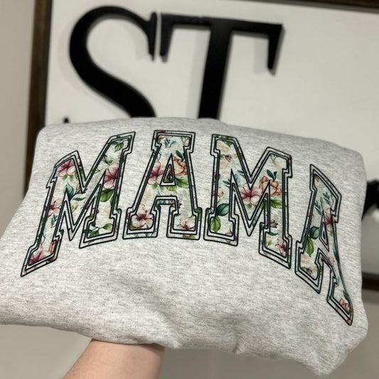 Floral Mama varsity Crewneck sweatshirt unisex sizing Casual Cotton Womenswear Comfortable Sweaters Fit Day