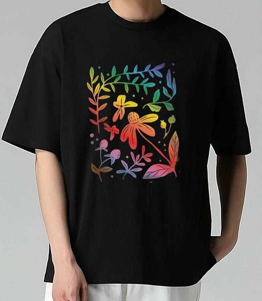 Floral Subtle Pride Rainbow T-Shirt Classic Sport T-Shirt Adventure Tee for Outdoor Enthusiasts Comfortable Fit for All-Day Wear