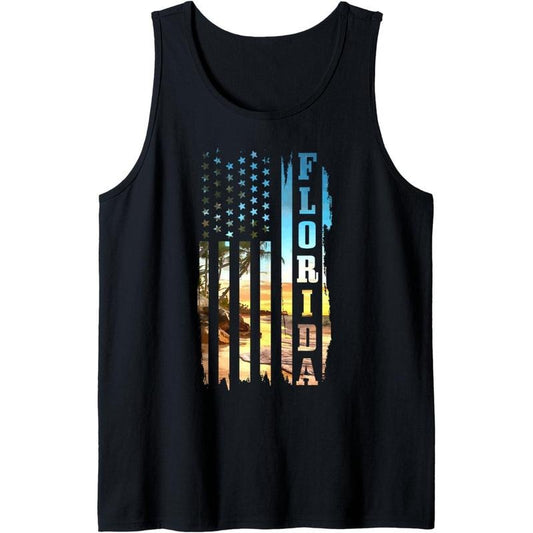 Florida American Flag Pride Beach Surfer Patriotic Gift Tank Top made in USA