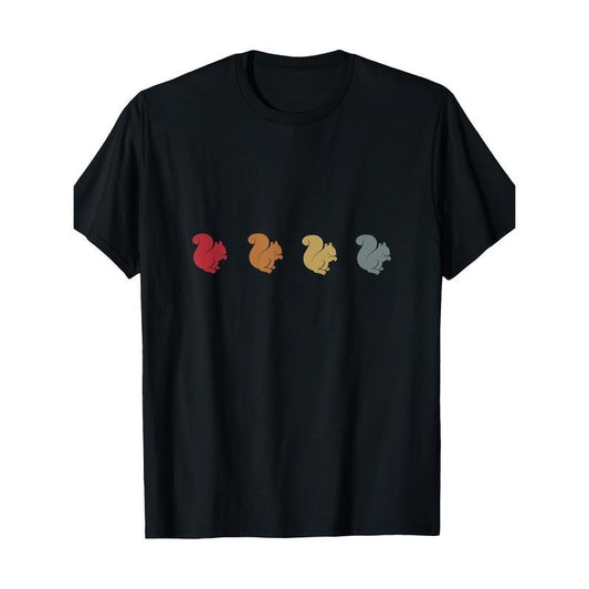 Forest Animal Lovers Zoo Keeper Gift Creative Vintage Squirrel T-shirt -100% cotton Made in USA
