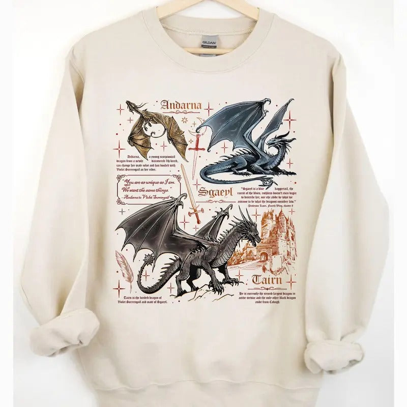 Fourth Wing Dragon Sweatshirt, Tairn & Andarna TShirt, Basgiath War College Tee, Dragon Rider Shirt, Bookish Gift for Readers