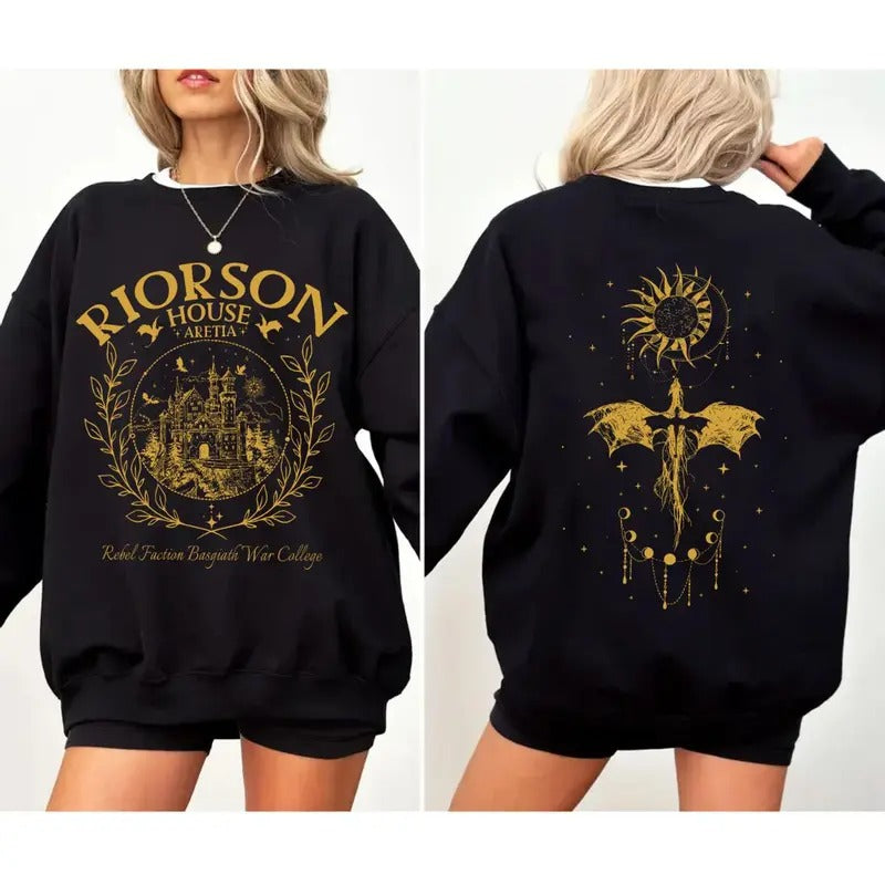 Fourth Wing Shirt, Violet Sorrengail One Dragon Rider Shirt, Basgiath War College 2 Sides, Iron Flame Sweatshirt Xaden Riorson House Pullover Tee