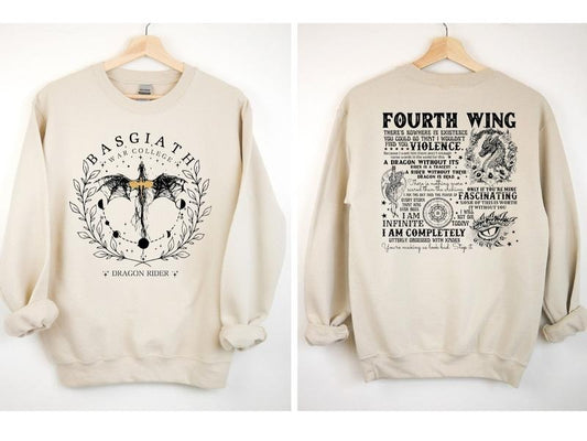 Fourth Wing Sweatshirt, Dragon Rider Sweatshirt, Basgiath War College Shirt, The Empyrean Series,Violet Sorrengail Fantasy Book