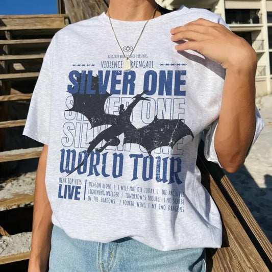 Fourth Wing Violence Sorrengail T-Shirt, Silver One World Tour Shirt, Basgiath War T-Shirt, Dragon Rider Tee Shirt, Fourth Wing Sweatshirt, The Empyrean Series Tee Shirt, Basgiath War College Sweater