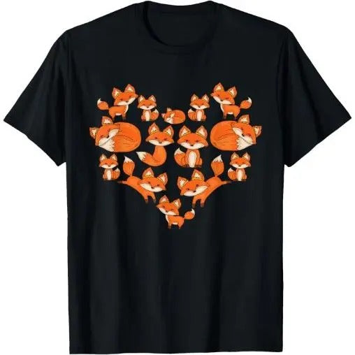 Fox For Women Girls Kids Heart Gifts Poses Cute Fox T-Shirt Made in USA