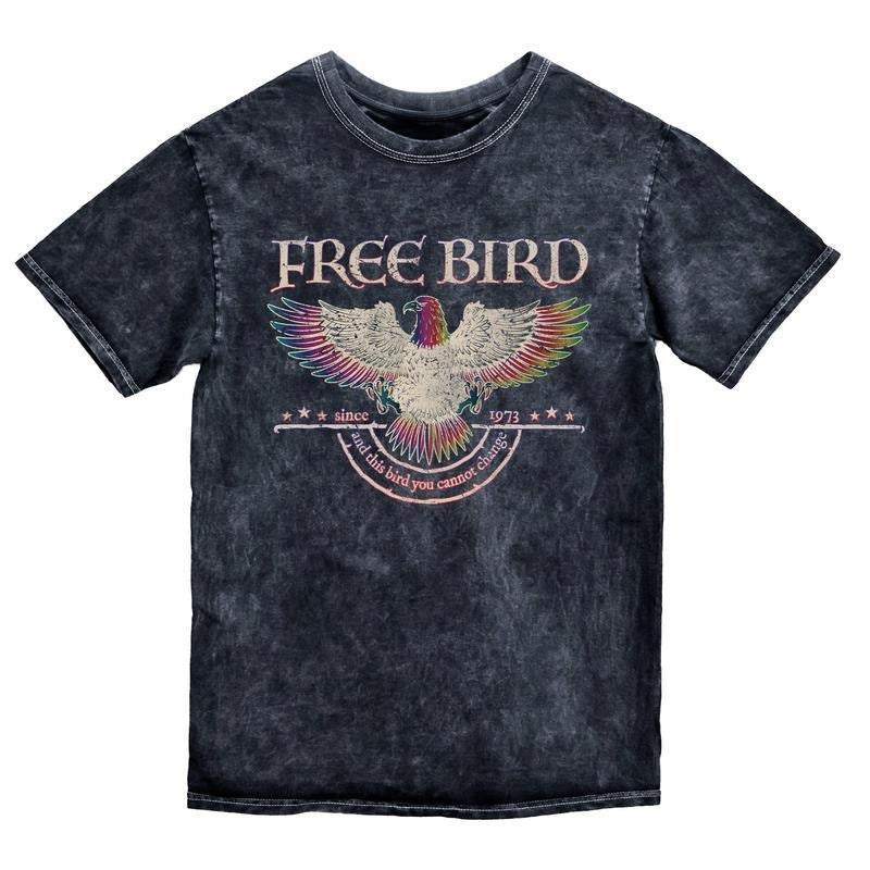 Free Bird Shirt, Mineral Wash Band TShirt, Old School Band T-shirt, Retro Music Shirt, Rock Band Tee, Cloud Black Tshirt, Mineral Wash