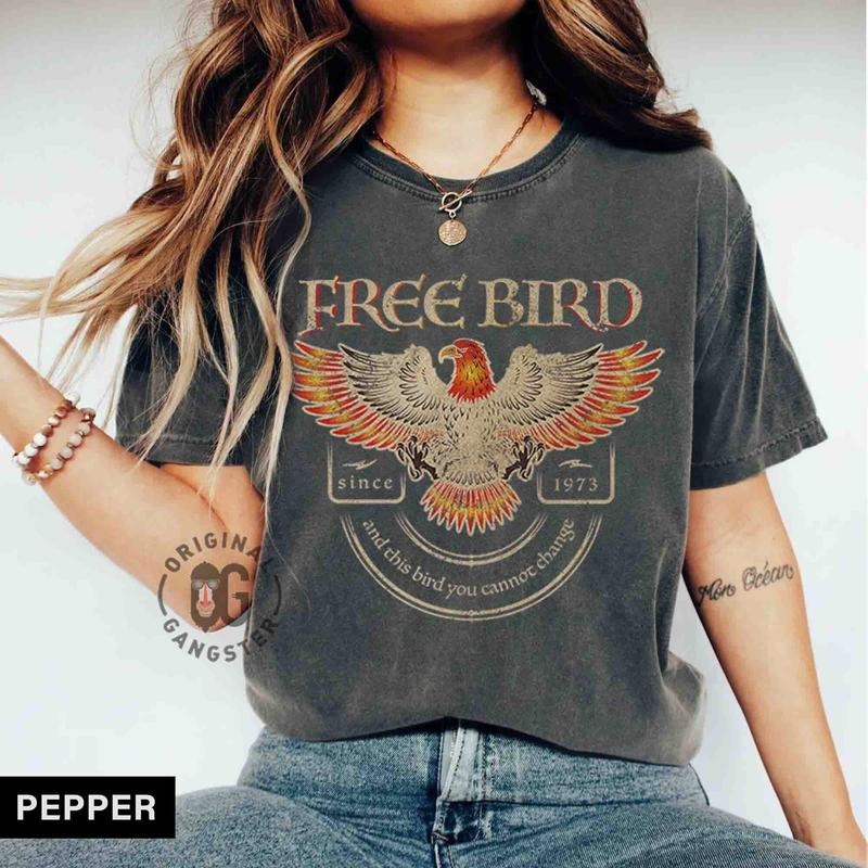 Free Bird Shirt, Old School Band T-shirt, Retro Music Shirt, Rock Band Tee, Oversized Trendy Shirts