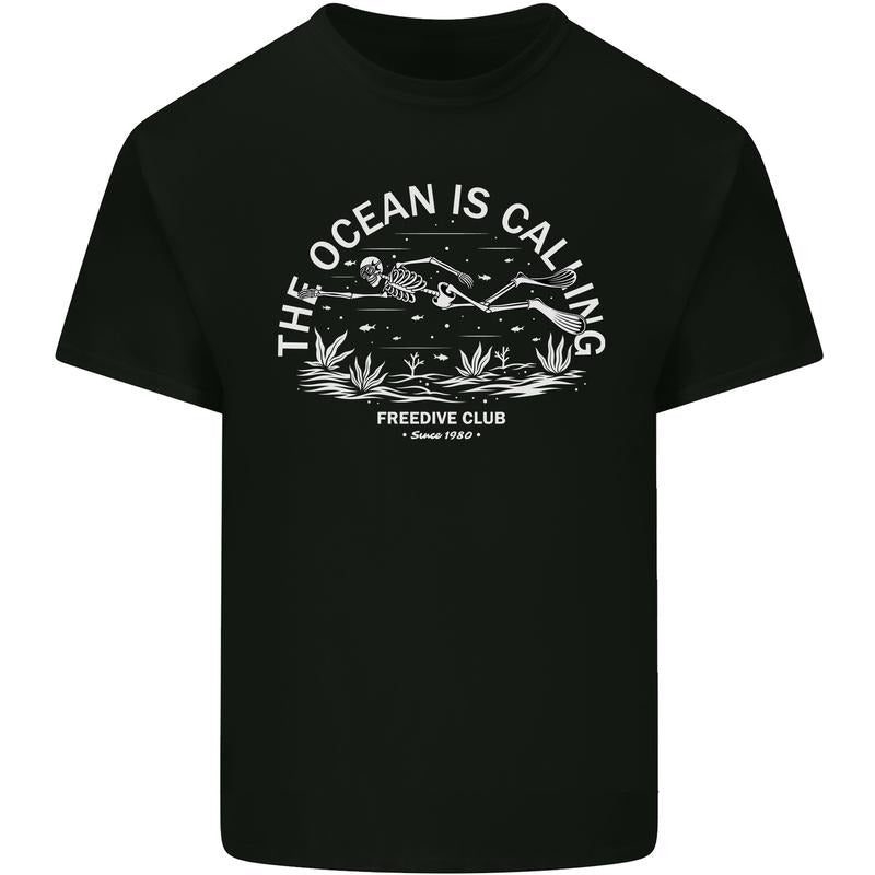 Freediving Funny Skull Scuba Diving Diver Mens Cotton T-Shirt Tee Top Made in USA
