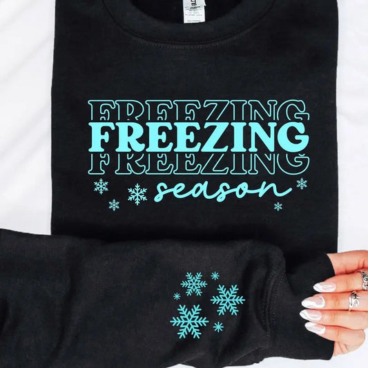 Freezing Season with snowflake Crewneck Sweatshirt