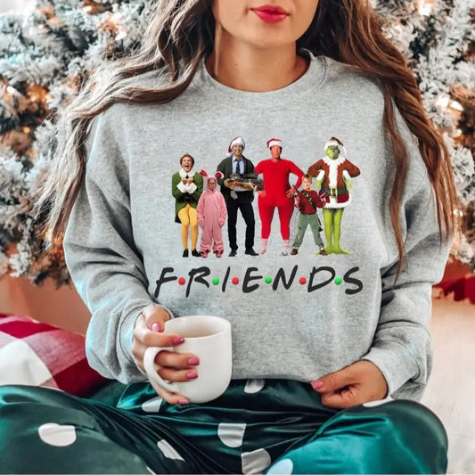 Friends Christmas Crewneck Sweatshirt, Friends Christmas Movie Characters Tee Shirt, Winter Christmas Sweater, Holiday Season Shirt, Christmas Movie Watching Shirt, Xmas Gift