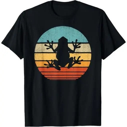 Frog Retro Vintage 60s 70s Sunset Amphibian Animal Men Women T-Shirt  Made in USA