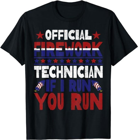 Funny 4th of July Shirts For Men, Firework Technician 4th Of July Funny USA Pyro-technician T-Shirt Menswear Top Casual Cotton Fashion Tee