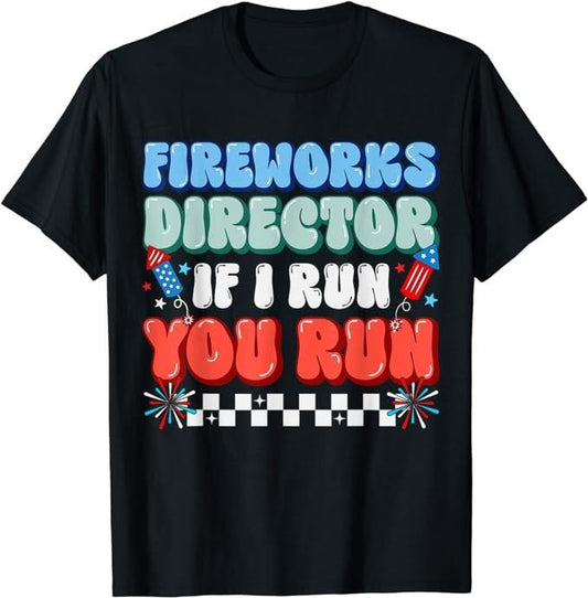 Funny 4th of July Shirts For Men, Funny 4th of July Fireworks Director USA T-Shirt Menswear Top Casual Cotton Tee Basic
