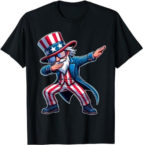 Funny 4th of July Shirts For Men, Patriotic Dabbing Uncle Sam USA 4th of July T-Shirt Menswear Top Casual Cotton Basic Fashion