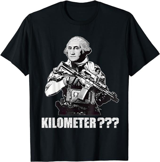 Funny 4th of July Shirts For Men, What Is a Kilometer George Washington Meme Funny 4th of July T-Shirt Menswear Top Casual Cotton Fashion Basic