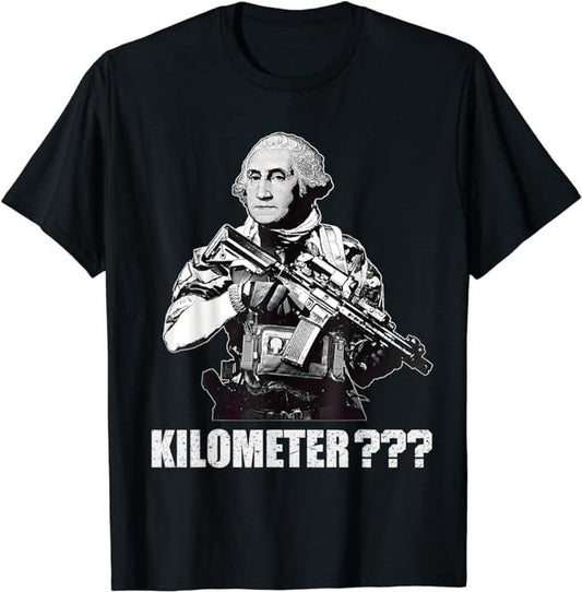 Funny 4th of July Shirts For Men, What Is a Kilometer George Washington Meme Funny 4th of July T-Shirt Menswear Top Casual Cotton Fashion Basic