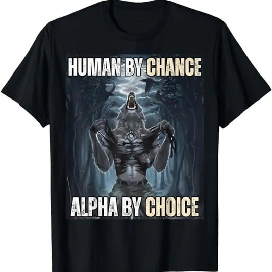 Funny Alpha Wolf Meme T-Shirt, Gift For Friends Cotton Menswear