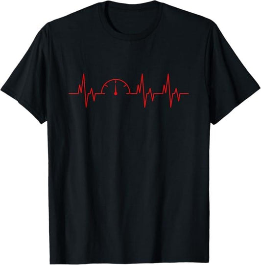 Funny Auto Mechanic Shirt, Funny Car Speedometer Auto Mechanic Guys Heartbeat Gift T-Shirt - Menswear Casual Cotton