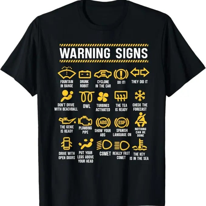 Funny Auto Mechanic Shirt, Warning Signs 101 Funny Car Mechanic T-Shirt - Menswear Casual Cotton