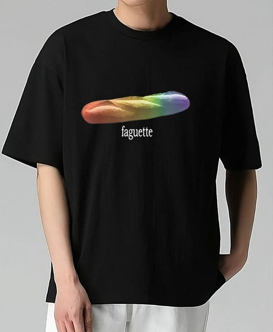 Funny Baguette Rainbow Faguette LGBT Pride Month T-Shirt Cotton Comfort Retro Vintage Graphic Trendy Graphic T-Shirt with Street Style