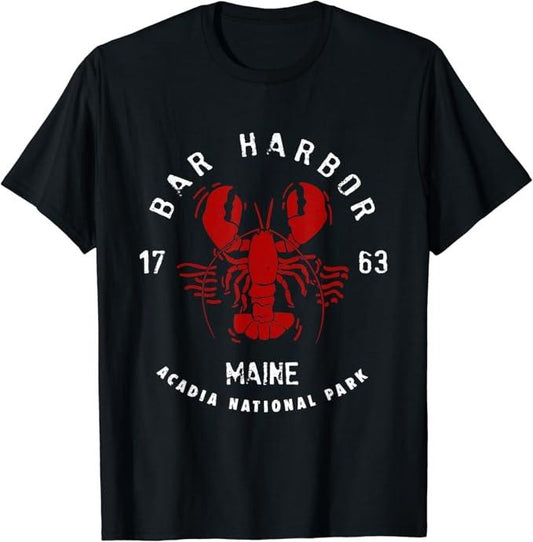 Funny Bar Shirts, Vintage Acadia National Park Bar Harbor Maine Lobster T-Shirt Menswear Top - Funny Shirts For Night Out Casual Classic