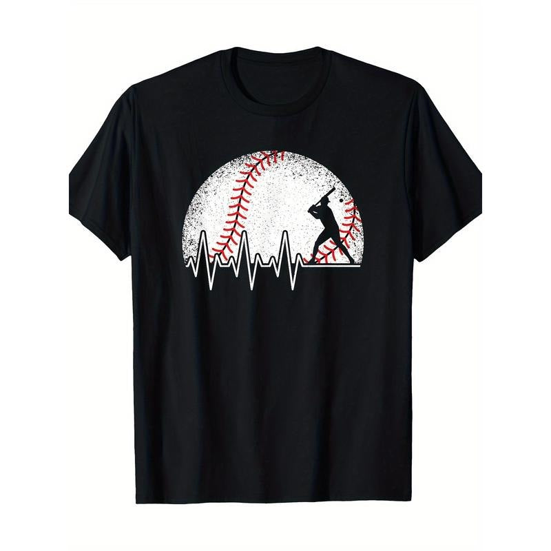 Funny Baseball Heartbeat Baseball Player T-Shirt-100% Cotton-220g made in usa