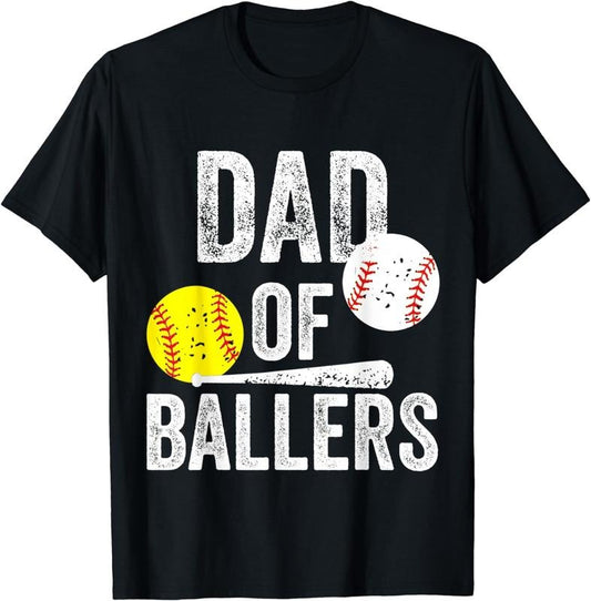 Funny Baseball Shirt, Dad of Ballers Funny Dad of Baseball and Softball Player T-Shirt Menswear Top Menswear Top